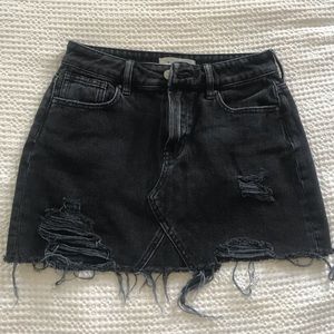 PacSun Black Denim Distressed Mini Skirt